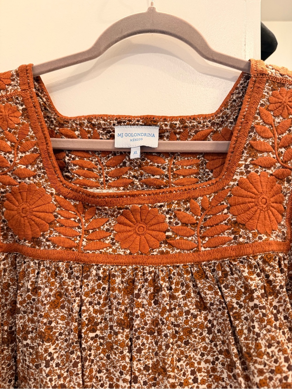 Mi Golondrina Floral Embroidered Square-Neck Blouse - Picture 2 of 3